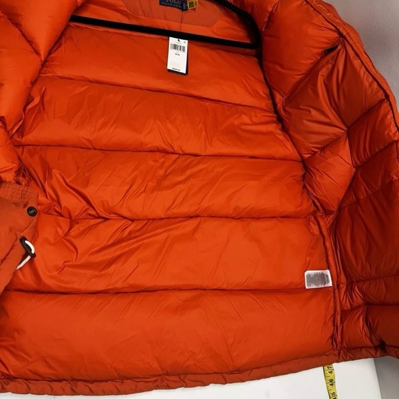 Polo Ralph Laurent Men's Orange Puffer parka insulated winter Jacket size M - Picture 8 of 16